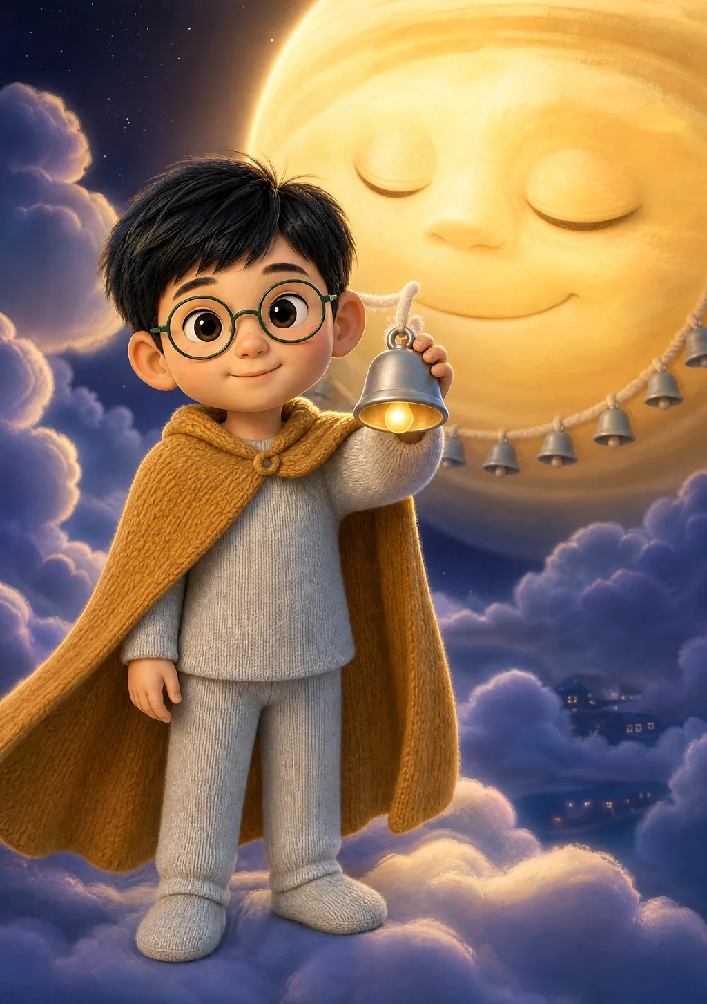 A child beneath the Great Star as its eye closes, its light gone round and gold and gentle