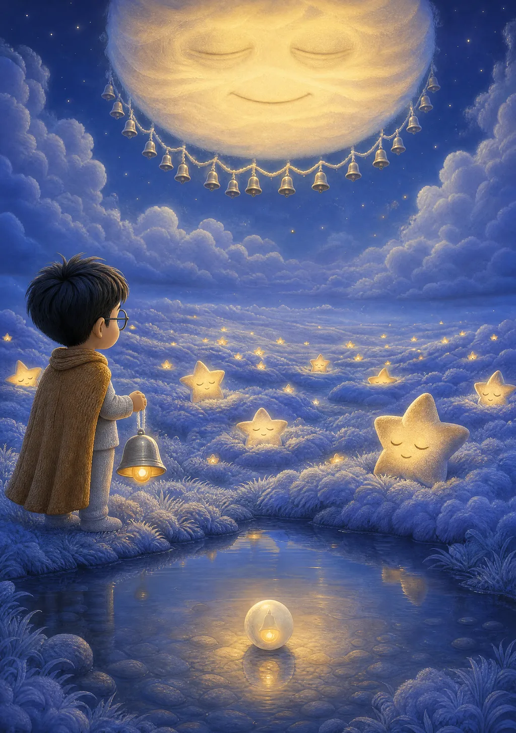 A child in the wide Star-Meadow of sleepy stars; the second bell glowing low